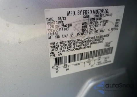 2013 Ford Edge Se из США, поврежденный, VIN 2FMDK3GC0DBB85566